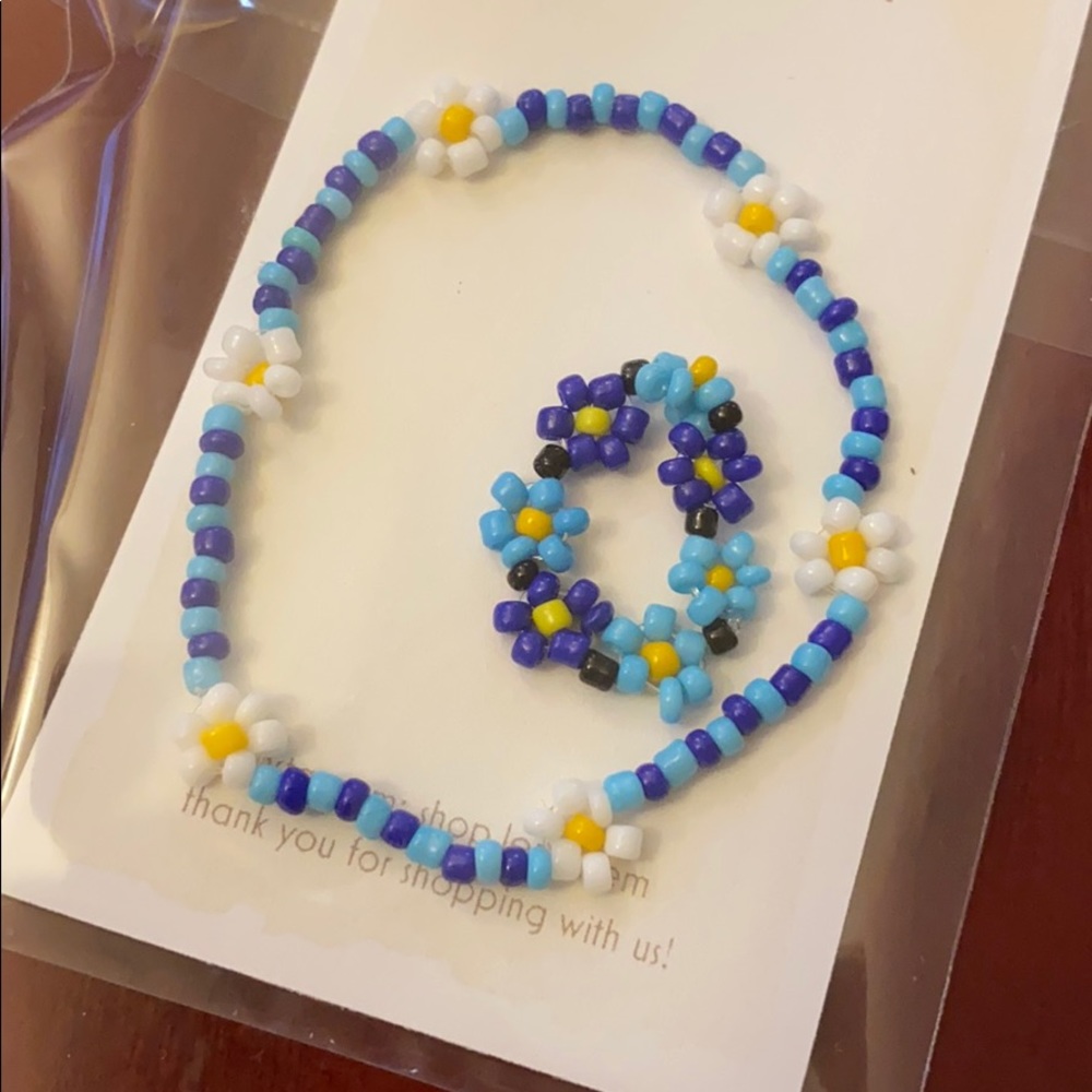 [Handmade]Flower Beads Bracelet & ring set 🌼